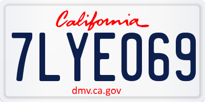 CA license plate 7LYE069