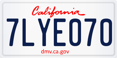 CA license plate 7LYE070