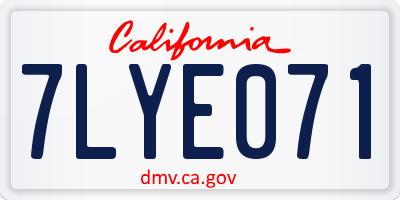 CA license plate 7LYE071