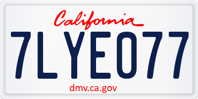 CA license plate 7LYE077
