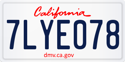 CA license plate 7LYE078
