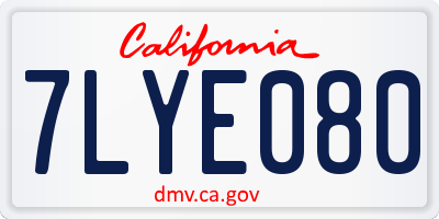 CA license plate 7LYE080