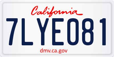 CA license plate 7LYE081