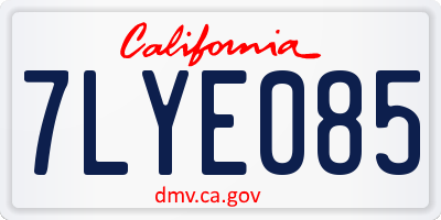 CA license plate 7LYE085