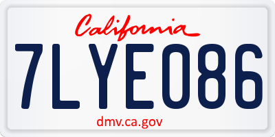 CA license plate 7LYE086