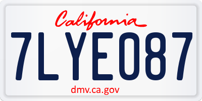 CA license plate 7LYE087