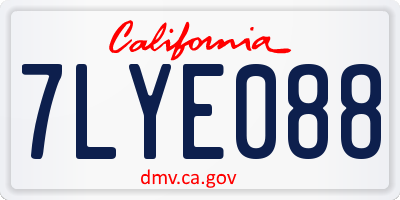 CA license plate 7LYE088