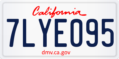 CA license plate 7LYE095