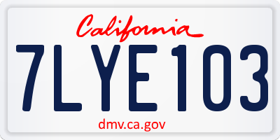 CA license plate 7LYE103