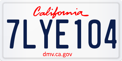 CA license plate 7LYE104