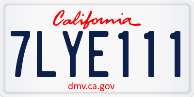 CA license plate 7LYE111