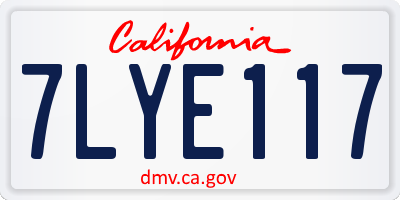 CA license plate 7LYE117