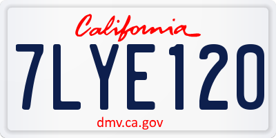 CA license plate 7LYE120