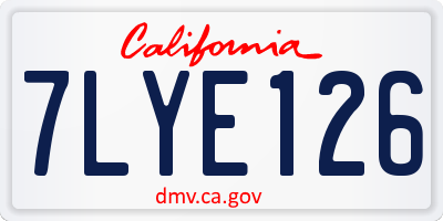 CA license plate 7LYE126