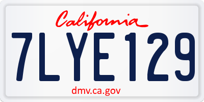 CA license plate 7LYE129