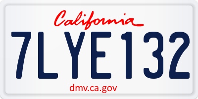 CA license plate 7LYE132