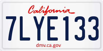 CA license plate 7LYE133