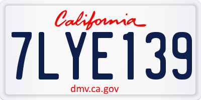 CA license plate 7LYE139