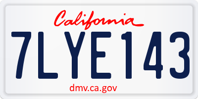 CA license plate 7LYE143