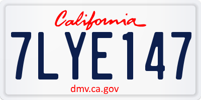 CA license plate 7LYE147