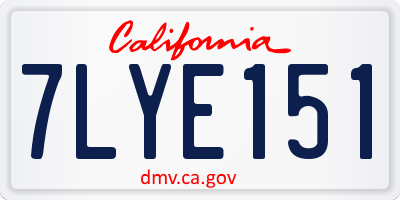 CA license plate 7LYE151