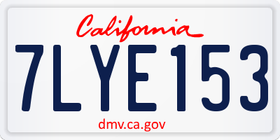 CA license plate 7LYE153
