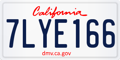 CA license plate 7LYE166
