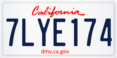 CA license plate 7LYE174