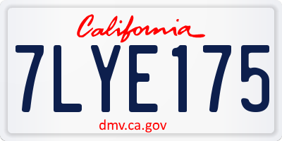 CA license plate 7LYE175