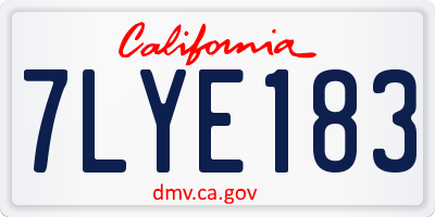 CA license plate 7LYE183