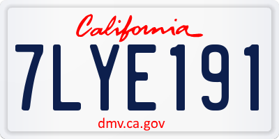 CA license plate 7LYE191