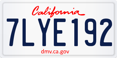 CA license plate 7LYE192