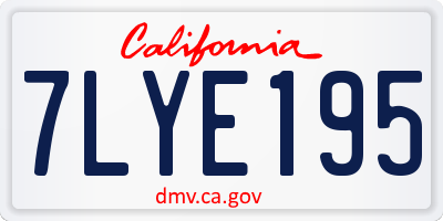 CA license plate 7LYE195