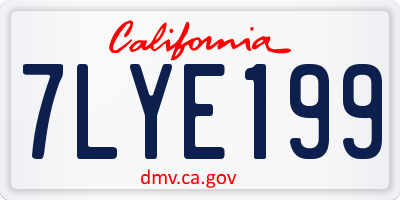 CA license plate 7LYE199