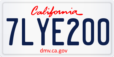 CA license plate 7LYE200