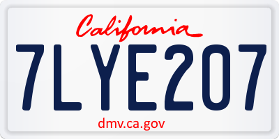 CA license plate 7LYE207