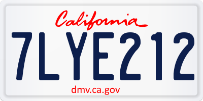 CA license plate 7LYE212