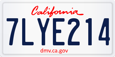 CA license plate 7LYE214