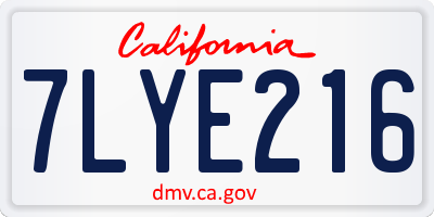 CA license plate 7LYE216
