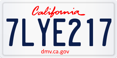 CA license plate 7LYE217