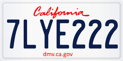 CA license plate 7LYE222