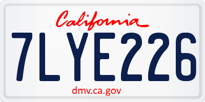 CA license plate 7LYE226