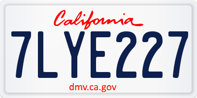 CA license plate 7LYE227