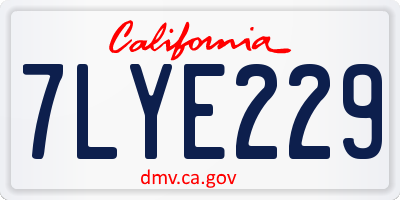 CA license plate 7LYE229