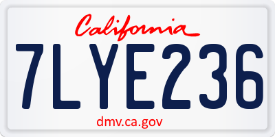 CA license plate 7LYE236