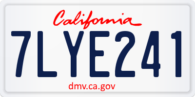 CA license plate 7LYE241