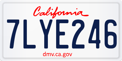 CA license plate 7LYE246