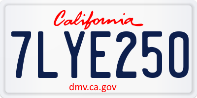 CA license plate 7LYE250