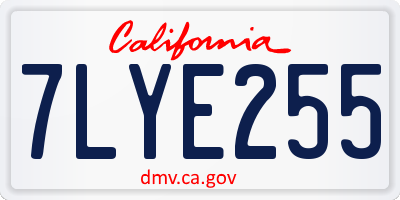 CA license plate 7LYE255