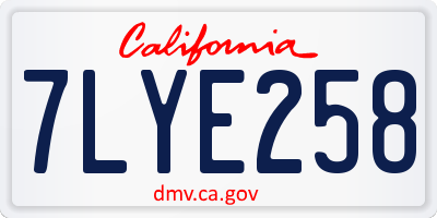 CA license plate 7LYE258